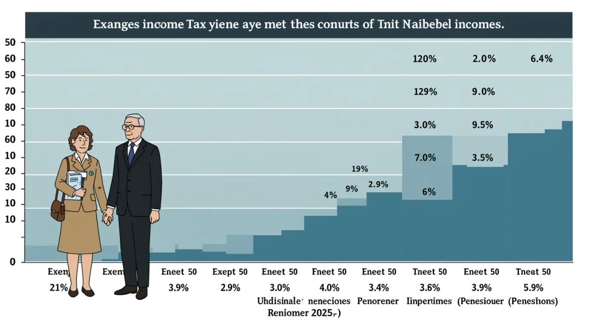 Gráfico comparativo das faixas de Imposto de Renda 2025 e 2024 para aposentados.