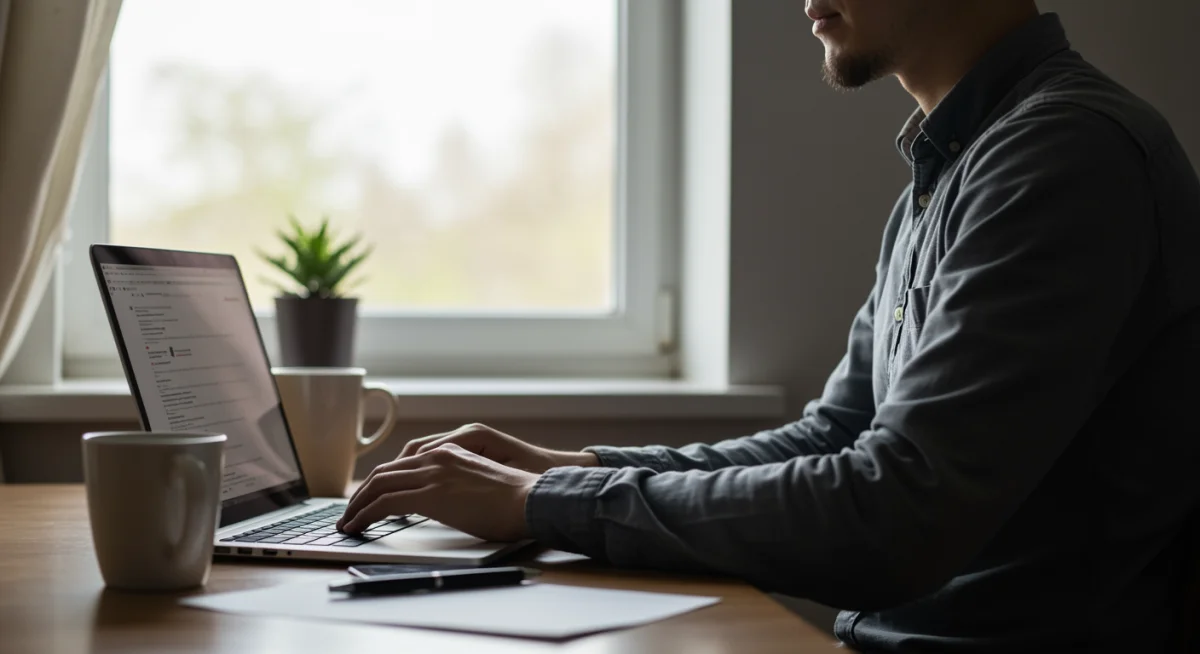 Pessoa trabalhando remotamente em casa, representando a ascensão do home office no mercado de trabalho.