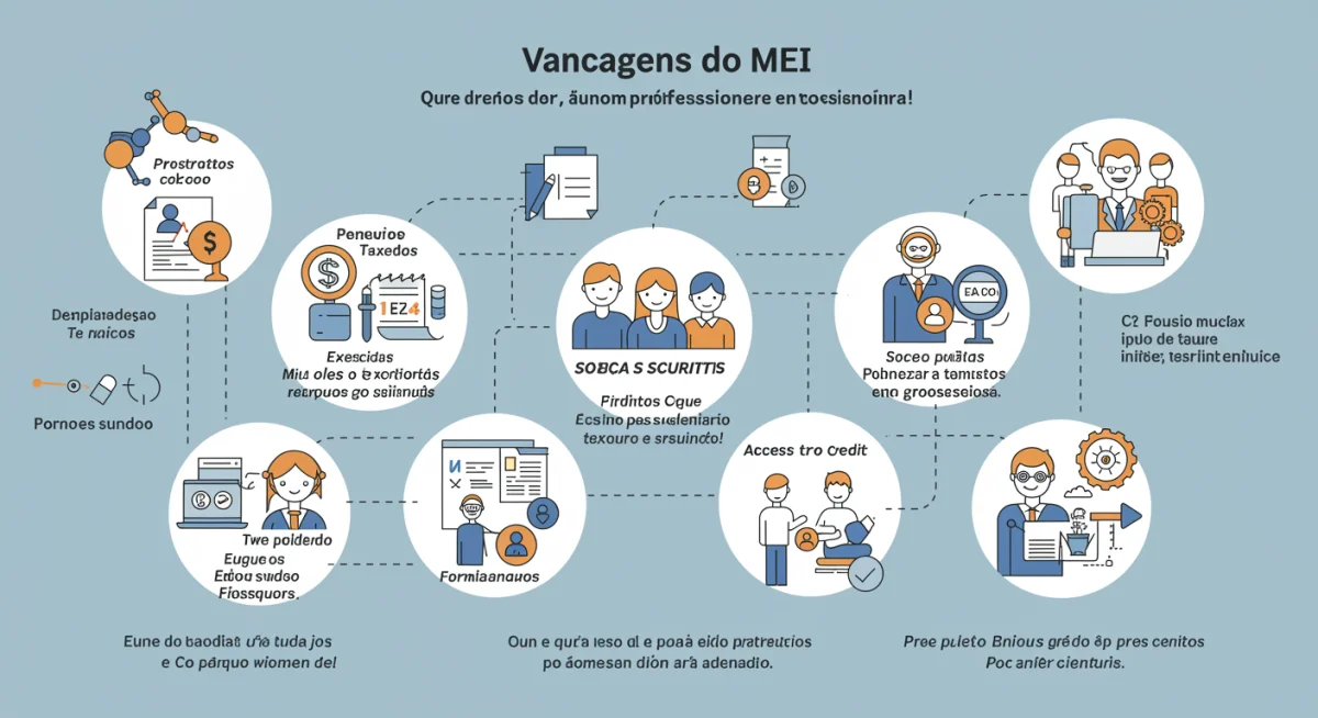 Infográfico com as principais vantagens de ser MEI para profissionais autônomos