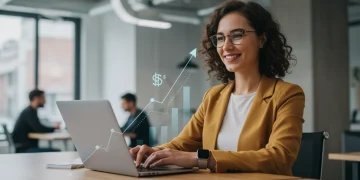 MEI 2025: Vantagens e Cuidados para Autônomos no Mercado de Trabalho Mulher autônoma trabalhando em notebook, simbolizando o sucesso do MEI em 2025