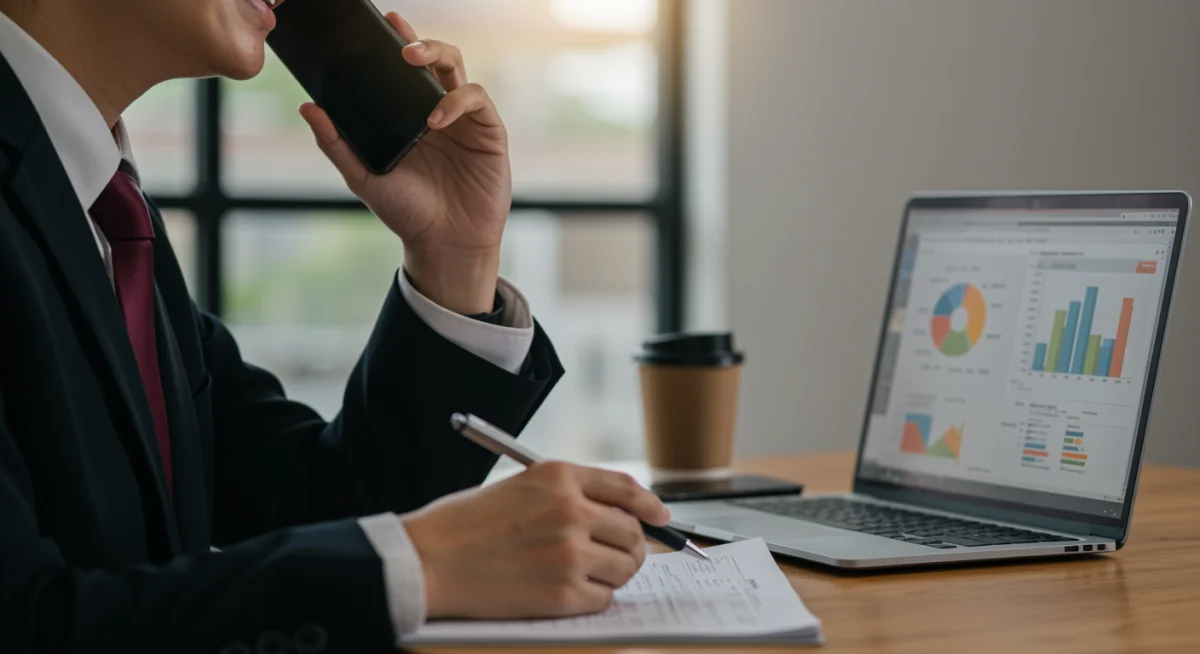 Pessoa negociando dívida de cartão de crédito por telefone com um consultor financeiro.