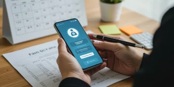 Consulta Benefício Social 2025: Guia Completo e Oficial Pessoa consultando benefício social em smartphone com calendário de 2025 ao fundo.